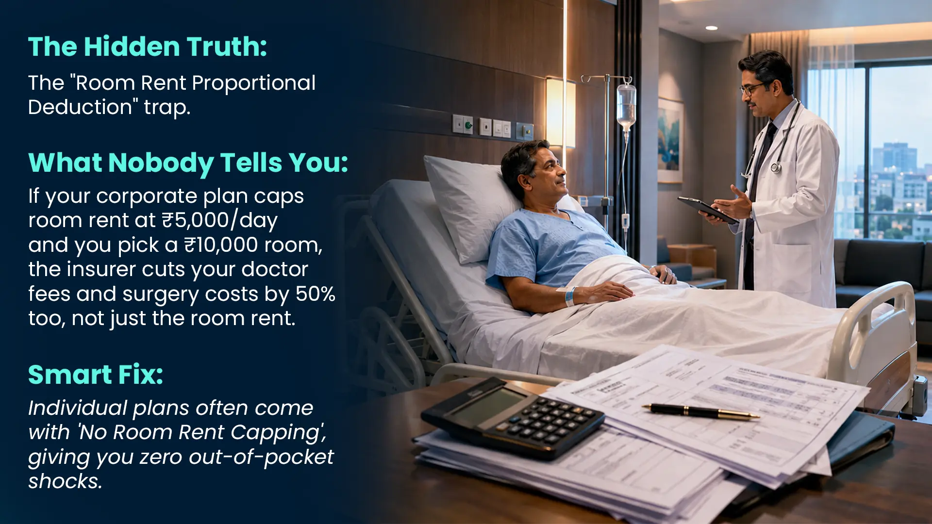 Health Insurance Room Rent Cap and Deductions