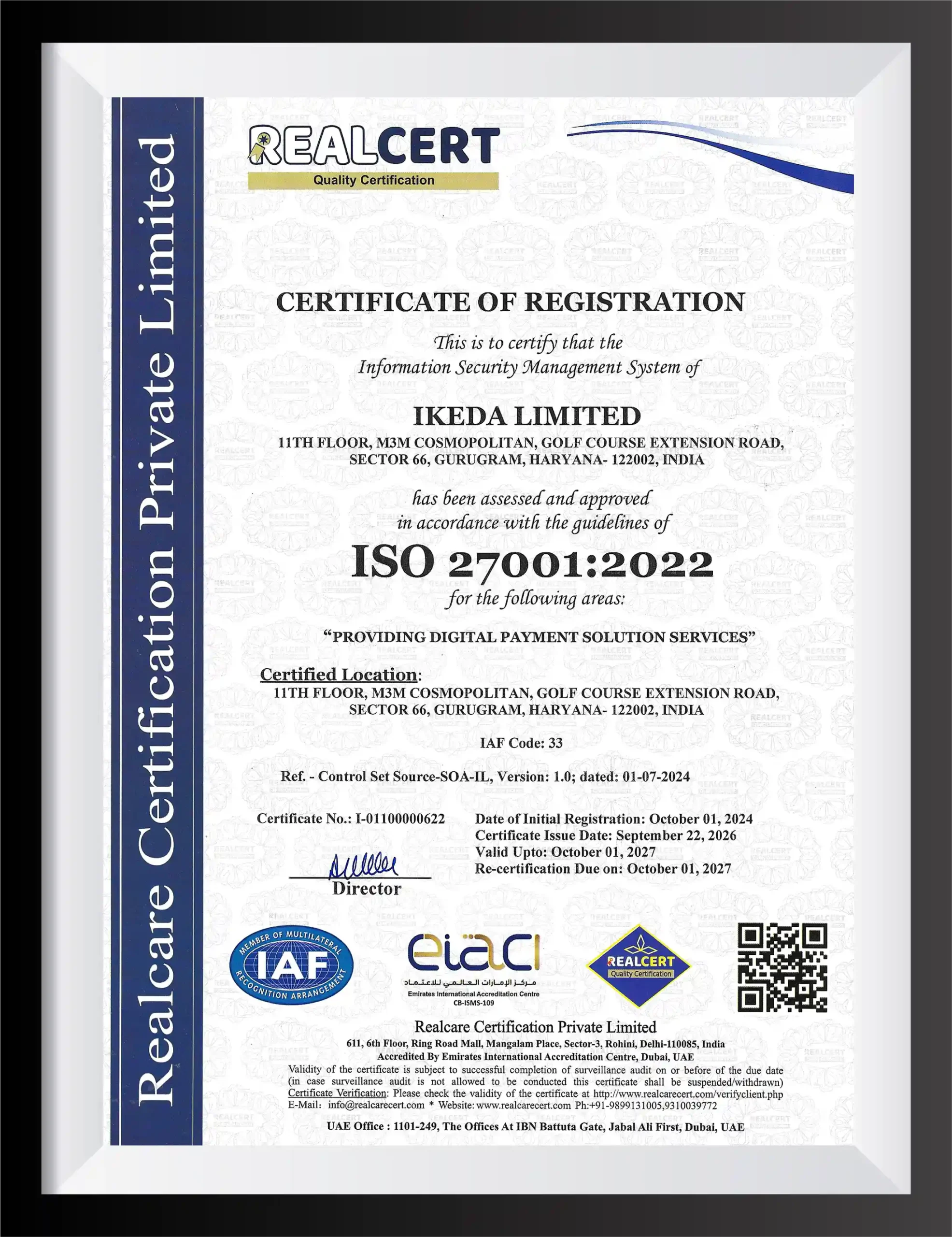 IKEDA LIMITED ISO 27001 SURV 2026 CERTIFICATE