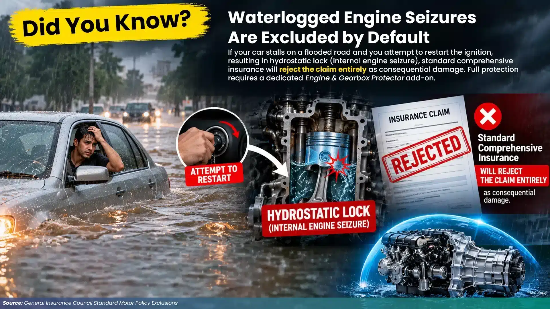Waterlogged Engine Damage and Insurance Protection